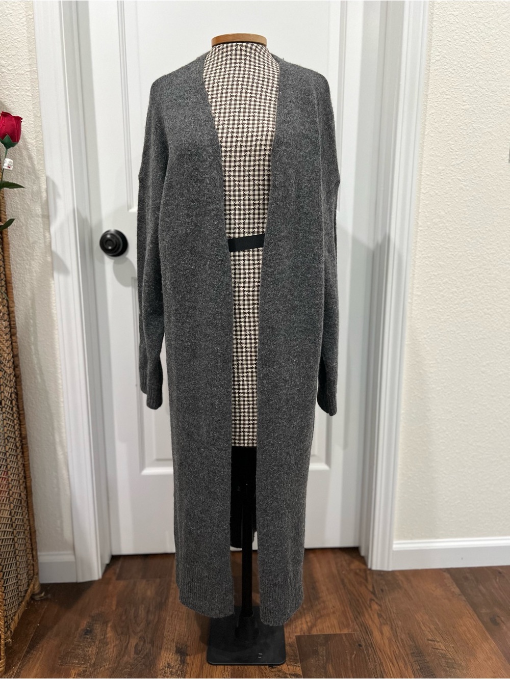 Things Between Charcoal Gray Maxi Duster Cardigan Sweater – M